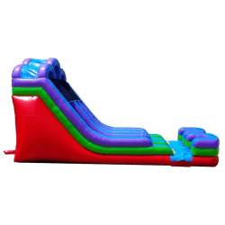 Dual20Slide20Retro20real20side20view 1741623607 18' Retro Rainbow Double Bay Inflatable Water Slide