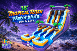 18' Double Lane Tropical Rush Waterslide